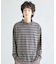 フェードジャガードボーダー モックネックTシャツ