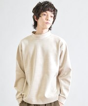 ライトフェイクスエードポンチモックネック