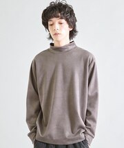 ライトフェイクスエードポンチモックネック