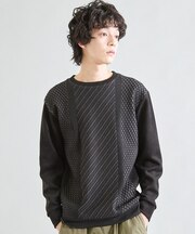 フェイクスエードポンチ×前身頃ポリニット