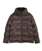 スエード調ツイルプリントダウンジャケット