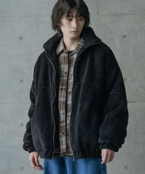 Wシャギーフリーススタンドブルゾン