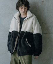 Wシャギーフリーススタンドブルゾン