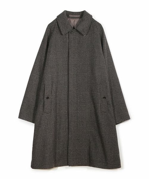 グレンチェックウール ステンカラーコート｜メンズビギの通販｜&mall