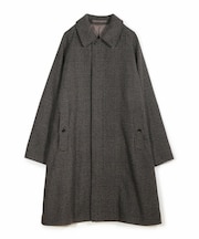 グレンチェックウール ステンカラーコート