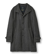 Super140ウールヘリンボーンビーバー スタンドカラーコート