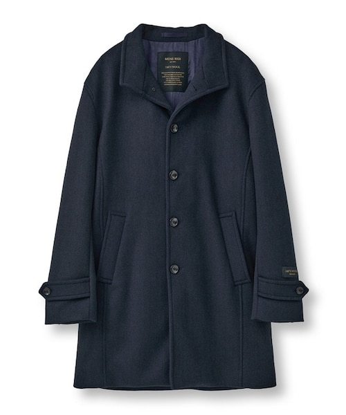 Super140ウールヘリンボーンビーバー スタンドカラーコート