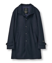 Super140ウールヘリンボーンビーバー スタンドカラーコート