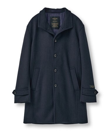 Super140ウールヘリンボーンビーバー スタンドカラーコート