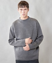 【ウォッシャブル素材】モックネック Wフェイスリバーシブルニット