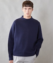 【ウォッシャブル素材】モックネック Wフェイスリバーシブルニット