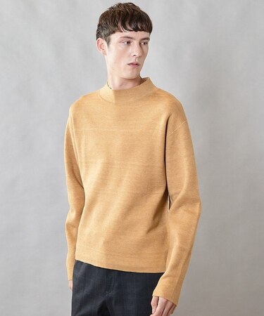 【ウォッシャブル素材】モックネック Wフェイスリバーシブルニット