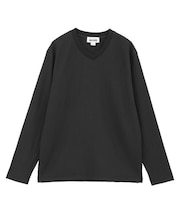 ジャカードストライプVネックニット