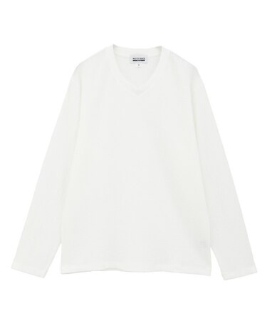 ジャカードストライプVネックニット