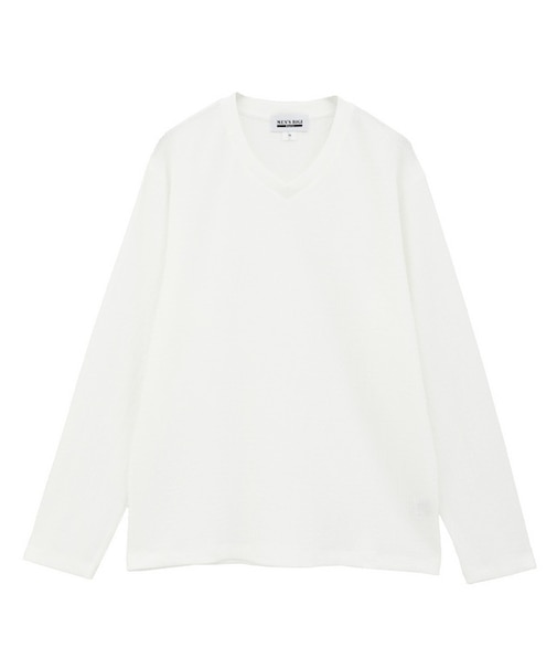 ジャカードストライプVネックニット