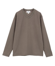 ジャカードストライプVネックニット