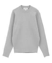 ブリスター柄長袖モックネックニット