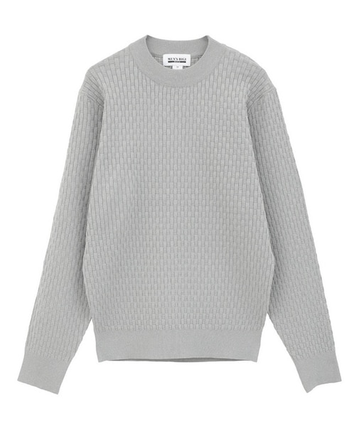 ブリスター柄長袖モックネックニット