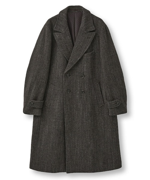 VINTAGE【ドネガルツイード】ベルテッド ダブルブレストコート ヴィンテージツイードダブルブレステッドコート｜メンズビギの通販