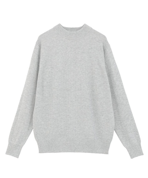 12Gジャカードモックネックニット