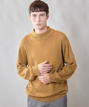 【ウォッシャブル素材】モックネックハイゲージ ウール混ニット