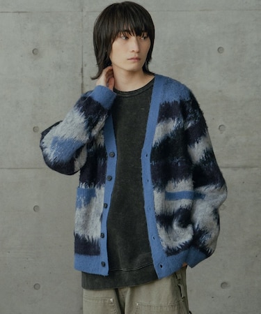 カモフラ風Wジャガードカーディガン