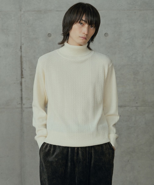 12Gウール混ハイゲージタートルネック