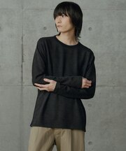 ニットライクストライプカットロンT