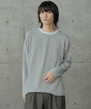 ニットライクストライプカットロンT