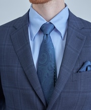 シャドーペイズリー×ドット柄シルクネクタイ