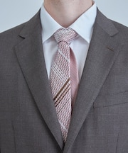 チェックxドット柄シルクネクタイ