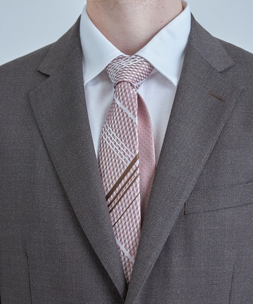 チェックxドット柄シルクネクタイ