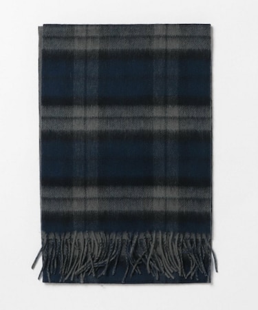 カシミア混リバーシブルチェックマフラー