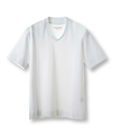 【ACTIVE TAILOR/アクティブテイラー】シルケットスムースVネックTシャツ＜接触冷感 / UVカット＞