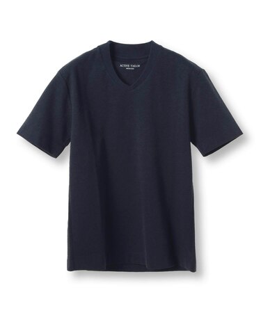 【ACTIVE TAILOR/アクティブテイラー】シルケットスムースVネックTシャツ＜接触冷感 / UVカット＞