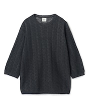 変形アーガイルシアーニット7分袖Tシャツ