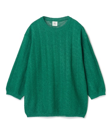 変形アーガイルシアーニット7分袖Tシャツ