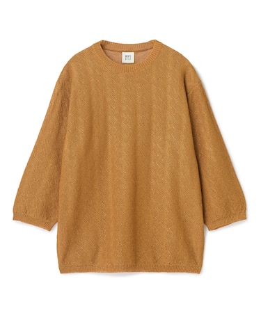 変形アーガイルシアーニット7分袖Tシャツ