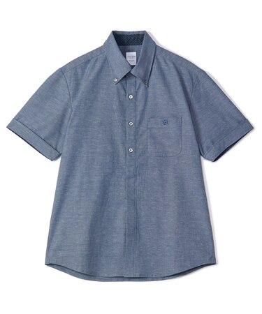 【COLE HAAN/コール ハーン】別注 綿麻オックス半袖シャツ＜吸水速乾/UVカット/遮熱/透け防止＞