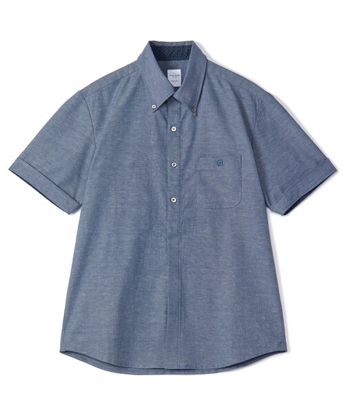 【COLE HAAN/コール ハーン】別注 綿麻オックス半袖シャツ＜吸水速乾/UVカット/遮熱/透け防止＞