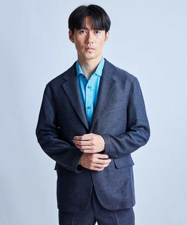 【セットアップ対応】カラミ織りテーラードジャケット〈通気性〉