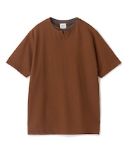 フェイクレイヤードキーネック半袖Tシャツ