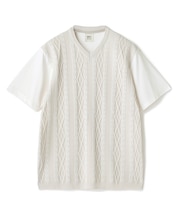 アラン調 ニットコンビTシャツ