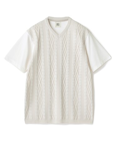 アラン調 ニットコンビTシャツ