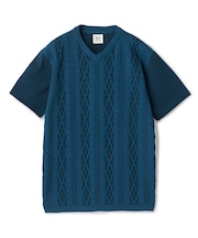 アラン調 ニットコンビTシャツ