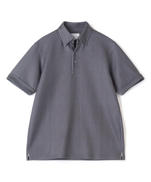 ポンチツイル調プリントポロシャツ