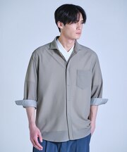 ハニカムジャージー七分袖シャツ<ストレッチ・ハンドウォッシャブル>