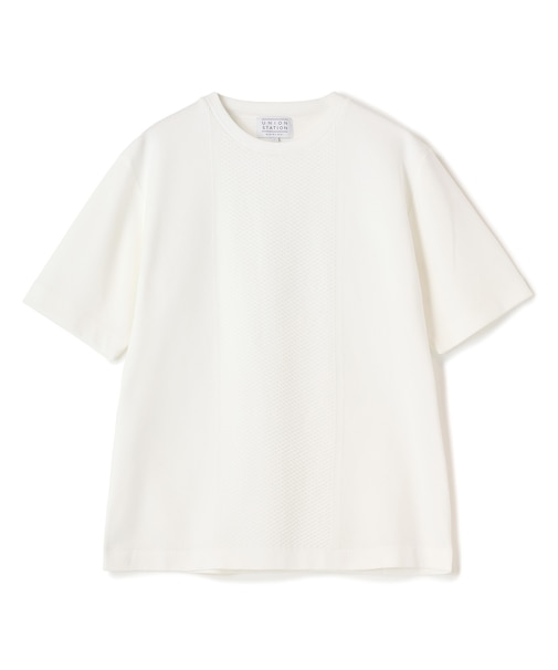 ニット×ポンチコンビハーフスリーブTシャツ＜ストレッチ・マシンウォッシャブル＞