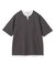 ミニワッフルキーネックレイヤードTシャツ