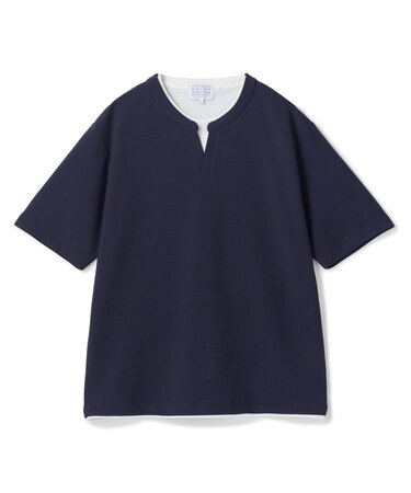 ミニワッフルキーネックレイヤードTシャツ